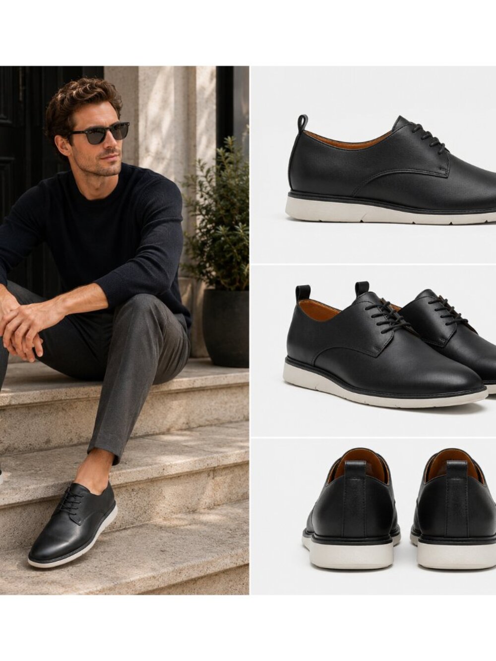 Wolf & Shepherd Crossover Derby Dress Shoes Mens US 13 M Black Leather Oxfords